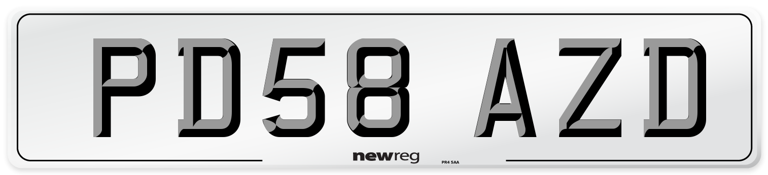 PD58 AZD Number Plate from New Reg
